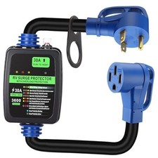 Surge Protector 30 Amp to 50 Amp RV Adapter Cord with Overload Protection ETL
