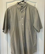 Eddie Bauer Short Sleeve Button-Up Shirt Mens Tall Large L - light blue check