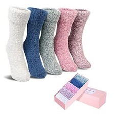 5 Pack Women Thick Soft Warm Fuzzy Socks Winter Wool Fluffy Cozy Solid Color a