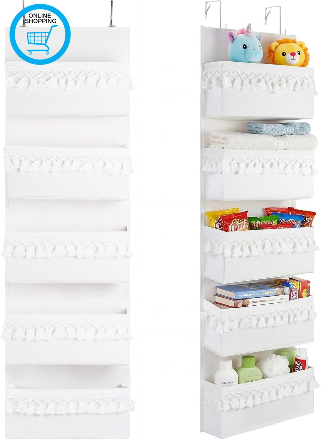 Nursery White Overdoor Storage,Closet Door over the Door Organizer Boho Decor,Cl