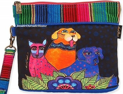 Laurel Burch Dogs Amigos Wristlet Bag Phone/Wallet/Makeup/ Tech/CordsCraft NEW