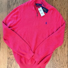 Polo Ralph Lauren Men's Red Quarter-Zip Pullover Sweater