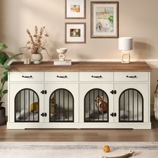 70.8" Large Dog Crate Furniture for 2 Dogs, Dog Kennel Indoor with Removable