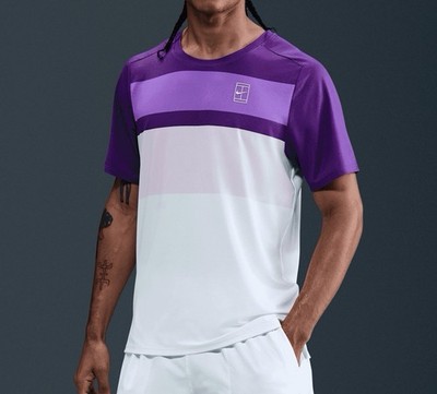 Nike Court Dri-Fit Advantage Tennisshirt weiß lila Herren Small FZ9845-507