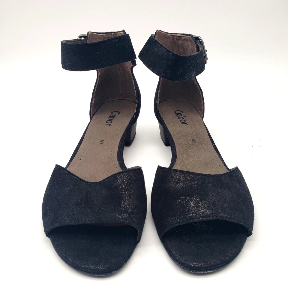 Sandalias Gabor de cuero negras con correa para el tobillo para mujer talla 5 nuevas sin caja Foto 3 de 4