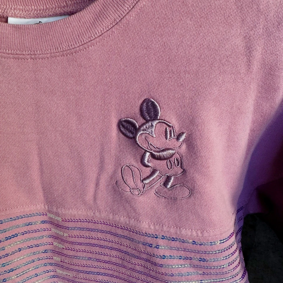 Camiseta Disney Mickey Mouse Disneyland 50 Aniversario Espíritu Lentejuelas Lavanda L Foto 2 de 4