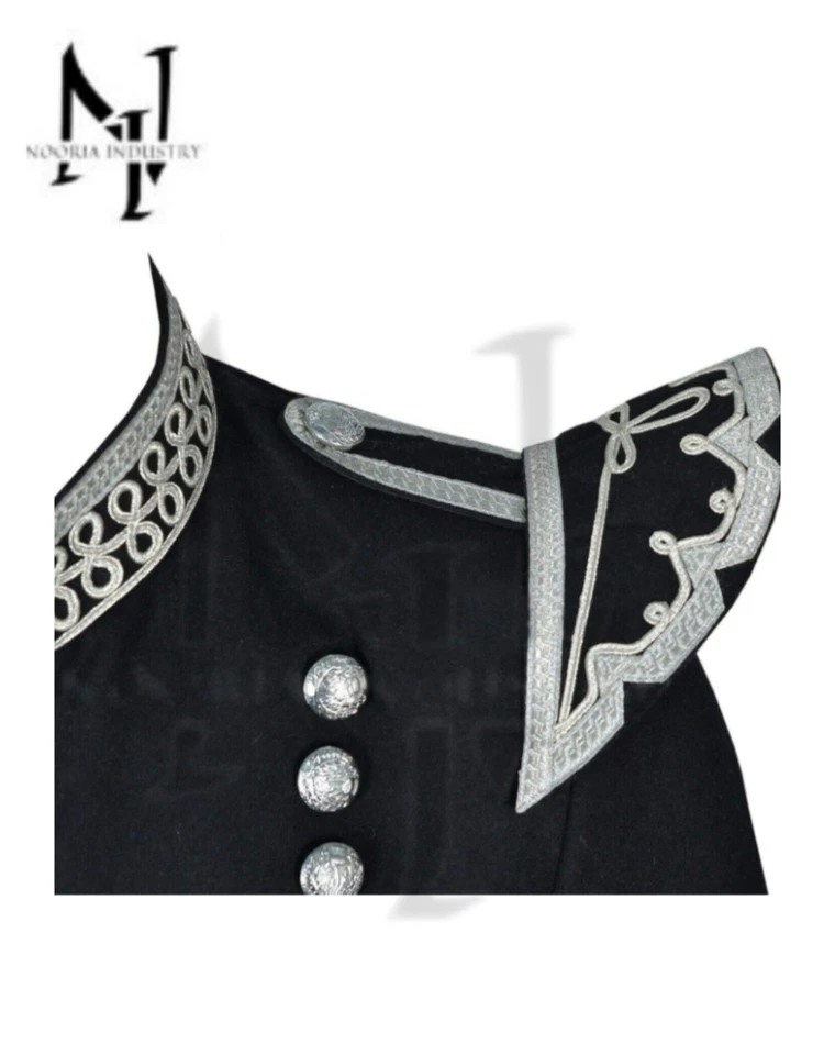 Chaqueta escocesa para hombre negra militar doble falda escocesa - Chaqueta falda escocesa para boda Highland Foto 3 de 4