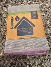 Norwex Envirocloth Gray with Purple Edge Cleaning Cloth BacLock Brand New