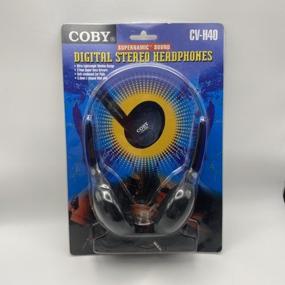 Coby Digital SUPER BASS Lightweight Stereo Headphones 3.5mm Plug CV-H40 New VTG