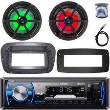 Pyle Single-DIN Marine Receiver W/Kit  Adapter Plate, 2x 6.5" 120W Max Speakers