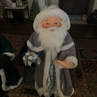 Anna Lee Rare Santa In Grey Velvet 30  Nice Very Hard To Find