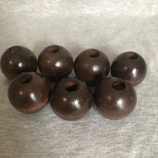 Vintage Wooden Macrame Beads Large 1” Lot Of 7 Dark Brown