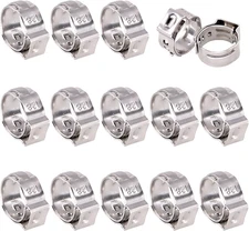Swpeet 35Pcs 12.8-15.3Mm 304 Stainless Steel Single Ear Hose Clamps, Crimp Hose