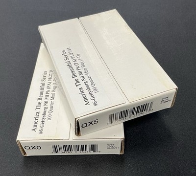 2011 P&D Gettysburg (PA) ATB $25 Quarter Bags, Sealed OGP Boxes QX5 QX0