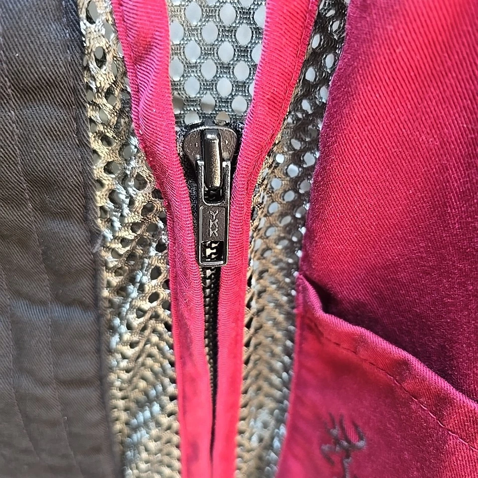 Browning Shooting Vest Mens L Maroon Red Black Right Shoulder Used - Image 4 of 4