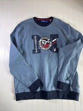 New Mens Nautica Blue Sail Logo Print Blue French Terry Sweatshirt Pullover L