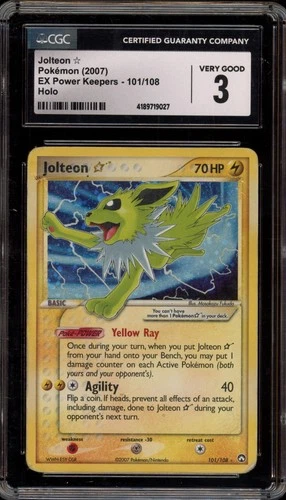Pokemon Jolteon Gold Star EX Power Keepers Holo Rare #101 CGC 3