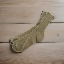 VTG Mens Socks Sport Crew Acrylic Orlon Tan/Brown 10-12 80s USA Made Gray Toe