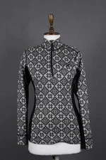 Activewear Top Multicolor Geometric Mock Neck Long Sleeve 1/4 Zip Size XS-S