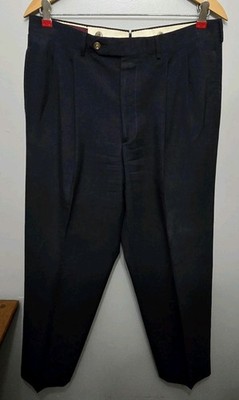Corbin Pants Men Navy Dress Pleated Ivy League 32x31 Strouse / Roberts