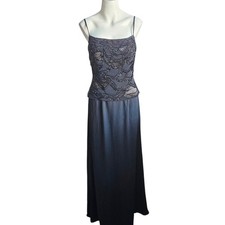 Adrianna Papell Black Beaded Spaghetti Strap Evening Gown Sz 8 Wedding Black Tie