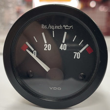 Vdo Vision Black Oil Pressure Gauge 52mm 2 116 0-70 Lbs Mechanical - Vintage