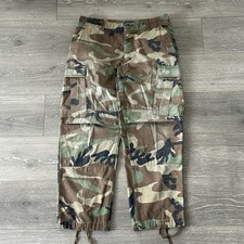 Vintage Military Woodland Camo Cargo Pants Mens Medium Short Army Combat Trouser