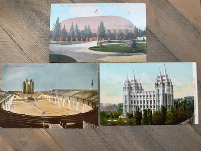 Lot 3 Antique Mormon Tabernacle Temple Postcards Salt Lake City Utah 1900s Notes