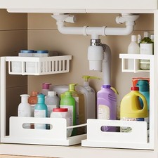 2 Tier Under Sink Organizer, Slide Out Pull Out Cabinet Organizer, Cabinet Ki...