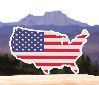 American Flag Map USA 5  Inch Waterproof Vinyl Sticker Decal Patriotic 1PC