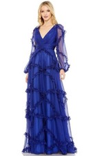 Mac Duggal Size 18 Blue A68223 Ruffle Puff Long Sleeve Formal Gown Dress $598