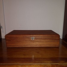 boîte vintage 1970 en teck massif - design scandinave - boîte à bijoux / bureau