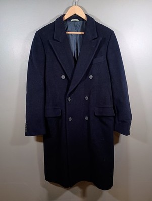 Vintage Vittorio Rex Italy Mens Navy Double Breasted Pea Coat Wool Size 40 L