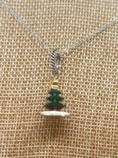 Brighton Merry Christmas Tree Charm with silver chain necklace NWT