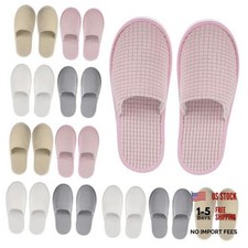 12 Pair House Slipper for Guest Non Slip Medium White, Light Gray, Khaki, Pink