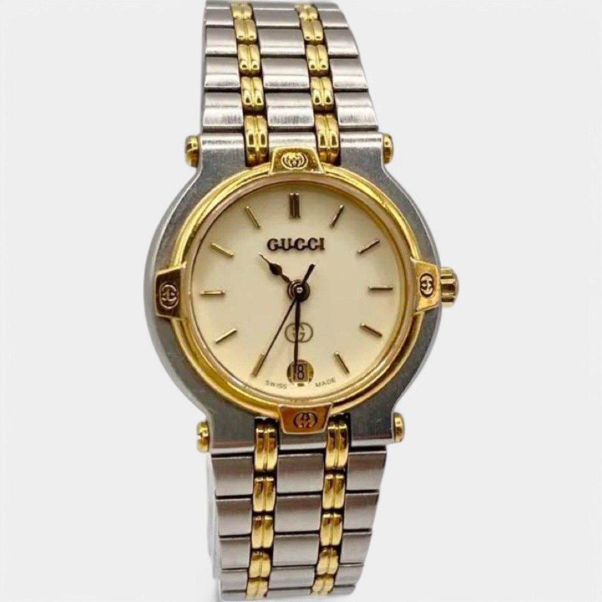 Gucci Ivory Dial Date QZ 9000L Watch, Good Condition, 13.5-14cm
