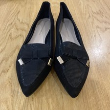 Dorothy Perkins Pointed Toe Black Flats With Bow & Brass Details - Never Worn