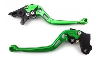 Paire Leviers Longs Verts Frein Embrayage Pour KAWASAKI ZEPHYR 550 ZR550 1991-99 - Photo 1/4