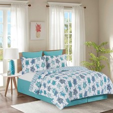 Turtle Bay King 3 Piece Reversible Coverlet Quilt Set with 2 King Shams Quilt...