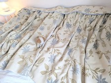 Heavyweight cream floral cotton lined curtains & pelmet 53 in L X 74in W