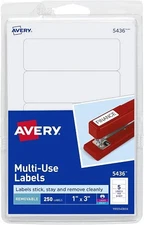Removable Multi-Use ID Labels on Printable 1x3in White 250/PK - 1EA