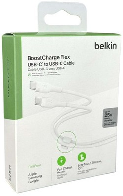 Belkin BoostCharge Flex 3 Meter USB 2.0 Silikonkabel USB-C-USB-C 60W weiß