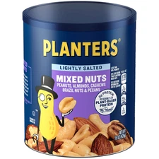 Lightly Salted Mix Nuts, Party Snacks, Plant-Based Protein, 15 Oz Canister