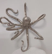 Large Wall Hanging Table Top Octupus Aluminum Hand Crafted Nautical Decor 17 In