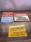3 Vintage Metal Warning  Gas Pipeline Signs 1 Is Plastic