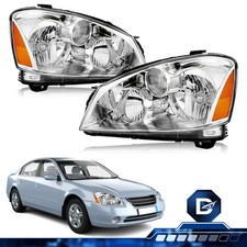 For 2005-2006 Nissan Altima Sedan Amber Corner Headlamps Chrome Headlights Pair