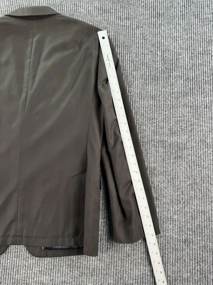 John Varvatos EE. UU. Traje Chaqueta 42 R Taupe Poliéster Rayón Cuadros Diseñador Deporte Foto 4 de 4