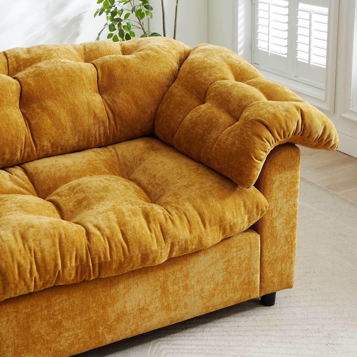 Modern Chenille Sofa 3 Seater Luxury Upholstered Couch with Solid Wood Frame