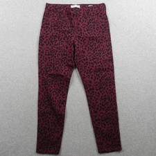Social Standard by Sanctuary Jeans Womens 8 Ankle Skinny Denim Maroon Leopard