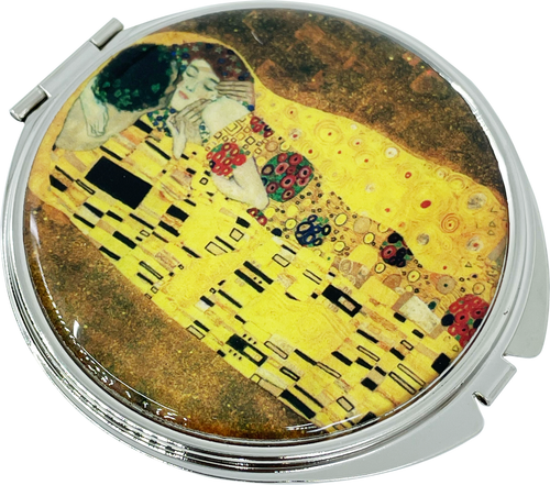 Portable Makeup Compact Pocket Mother of Pearl Mirror- Kiss - Picture 3 of 4
